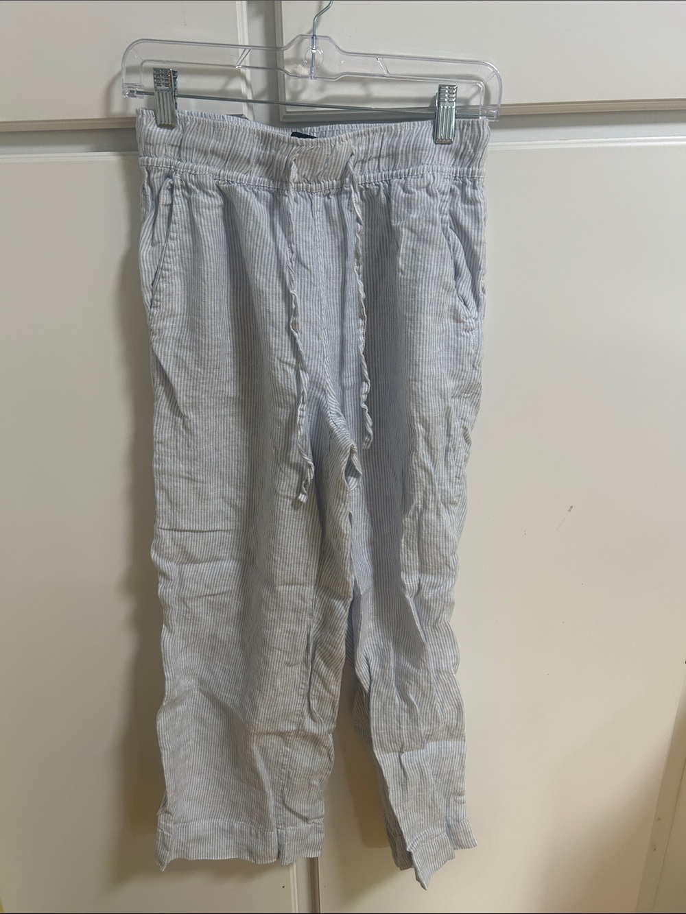 Tahari Light Blue Seersucker Linen Pants